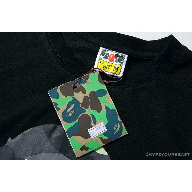 BAPE Luminous Spots Camouflage Great Ape Man Black Head Cotton Short Sleeve Tee Shirt 'BLACK'
