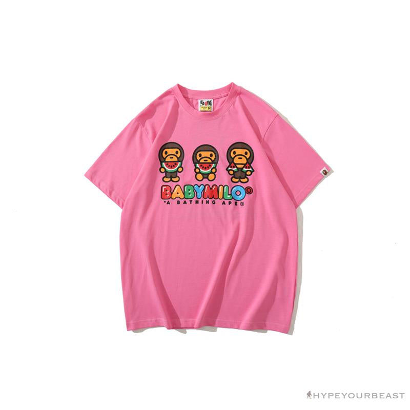 BAPE Baby Milo Watermelon Little Monkey Tee Shirt 'PINK'