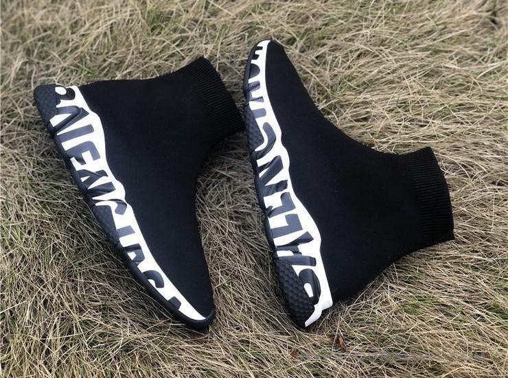 BCG Sock Sneakers 'Graffiti - Black White'