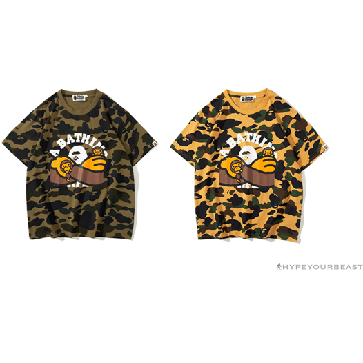 BAPE KIDS Elbow Hug Gorilla Camouflage Tee Shirt 'GREEN'