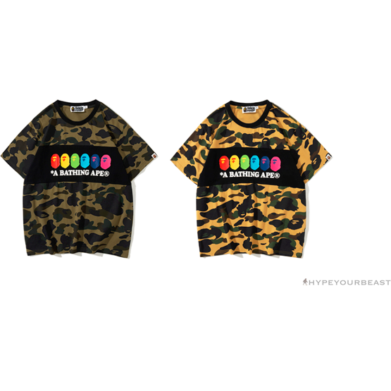 BAPE KIDS Color Ape Head Camouflage Tee Shirt 'YELLOW'