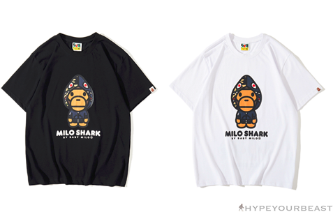 BAPE Baby Milo Blue Shark Hat Little Monkey Tee Shirt 'BLACK'