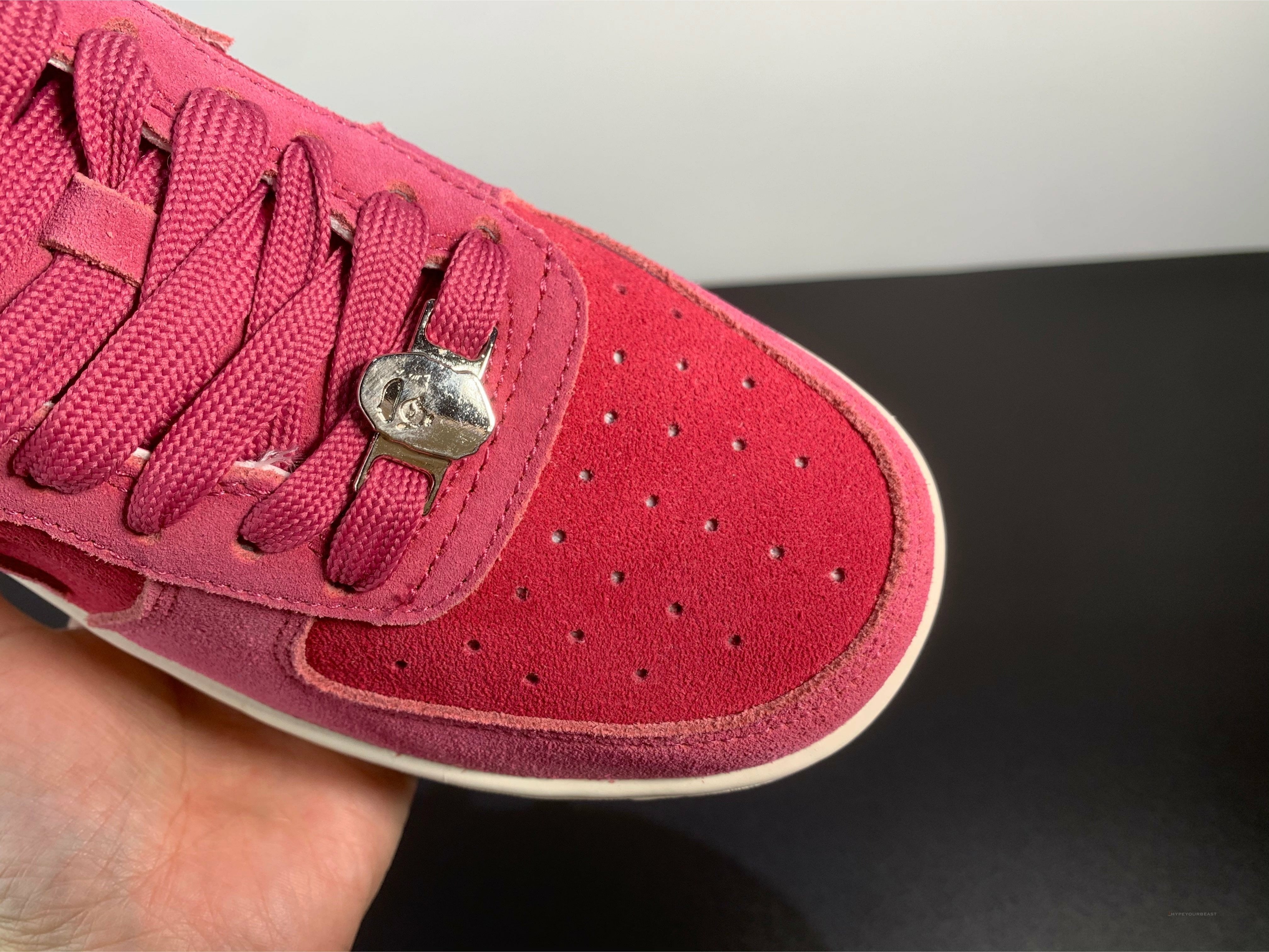 A Bathing Ape Bape Sta Pink Suede Shoes