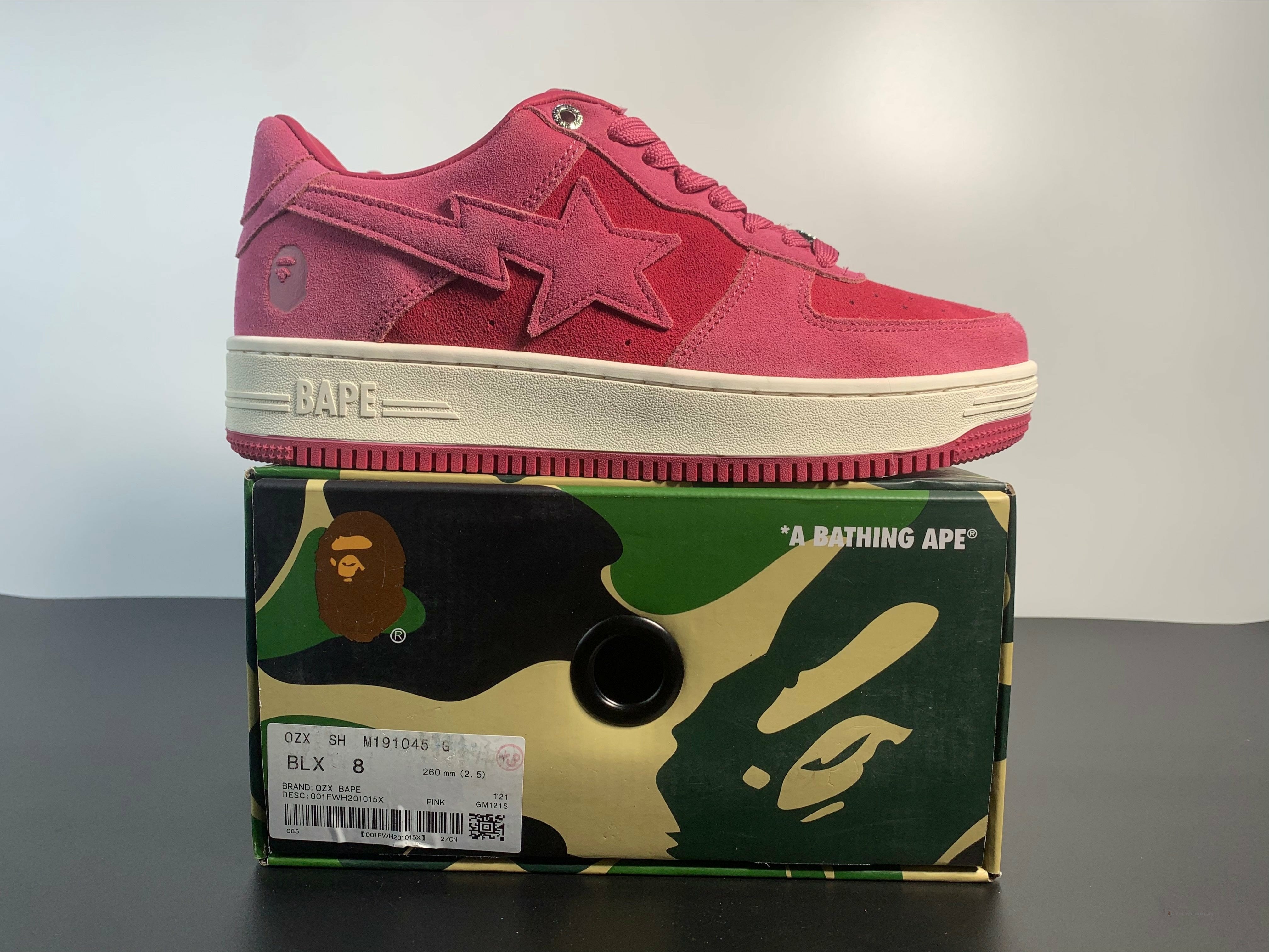 A Bathing Ape Bape Sta Pink Suede Shoes