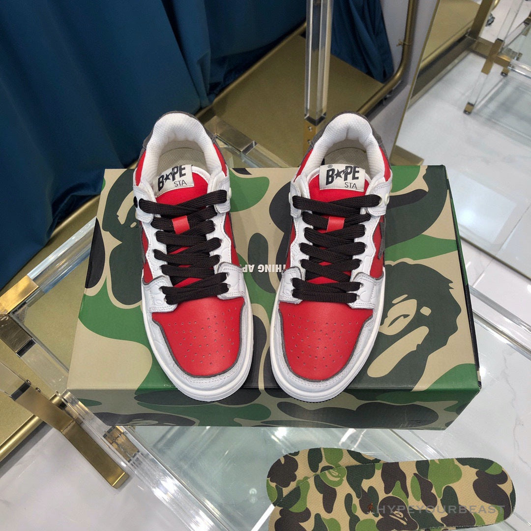 Bape Sta Low Top Sneakers Red Brown