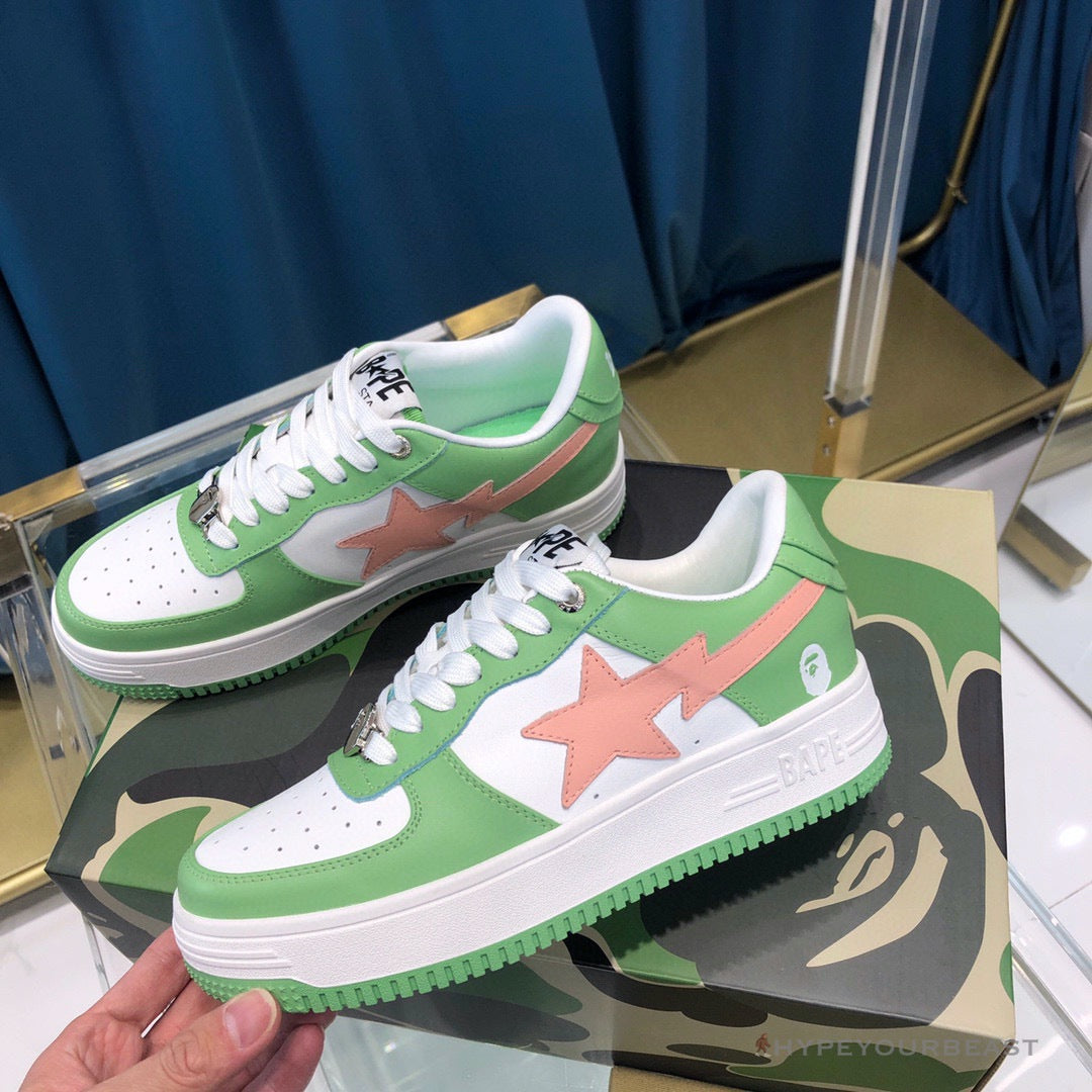 Bape Sta Low Top Sneakers Green Pink