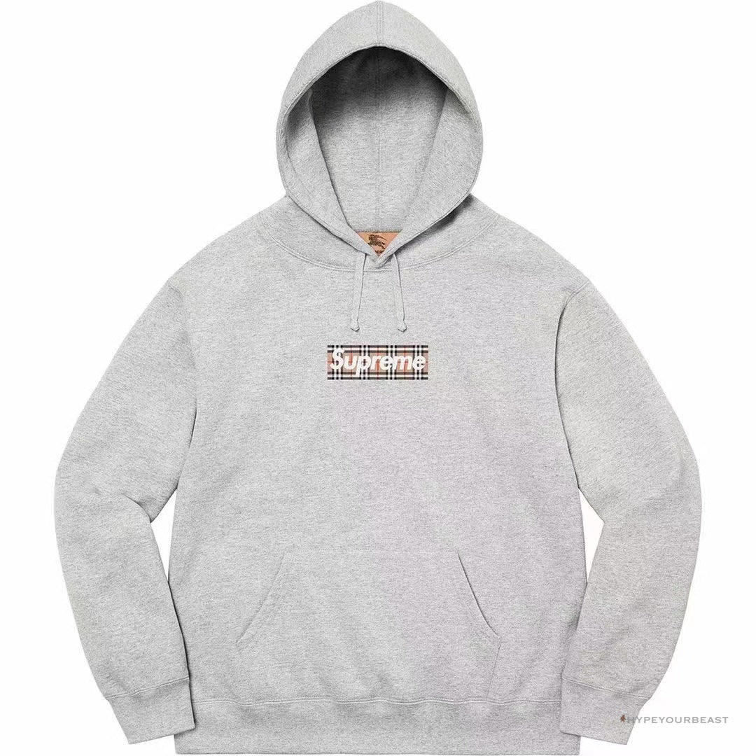 Supreme X Brbrry Box Logo Hoodie Grey