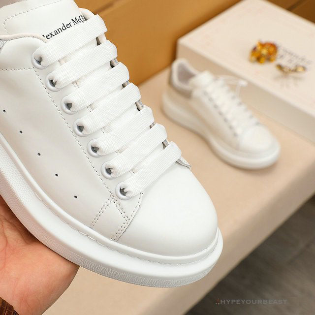 Alexander McQueen White / Grey Suede Heel Lace Up Sneakers