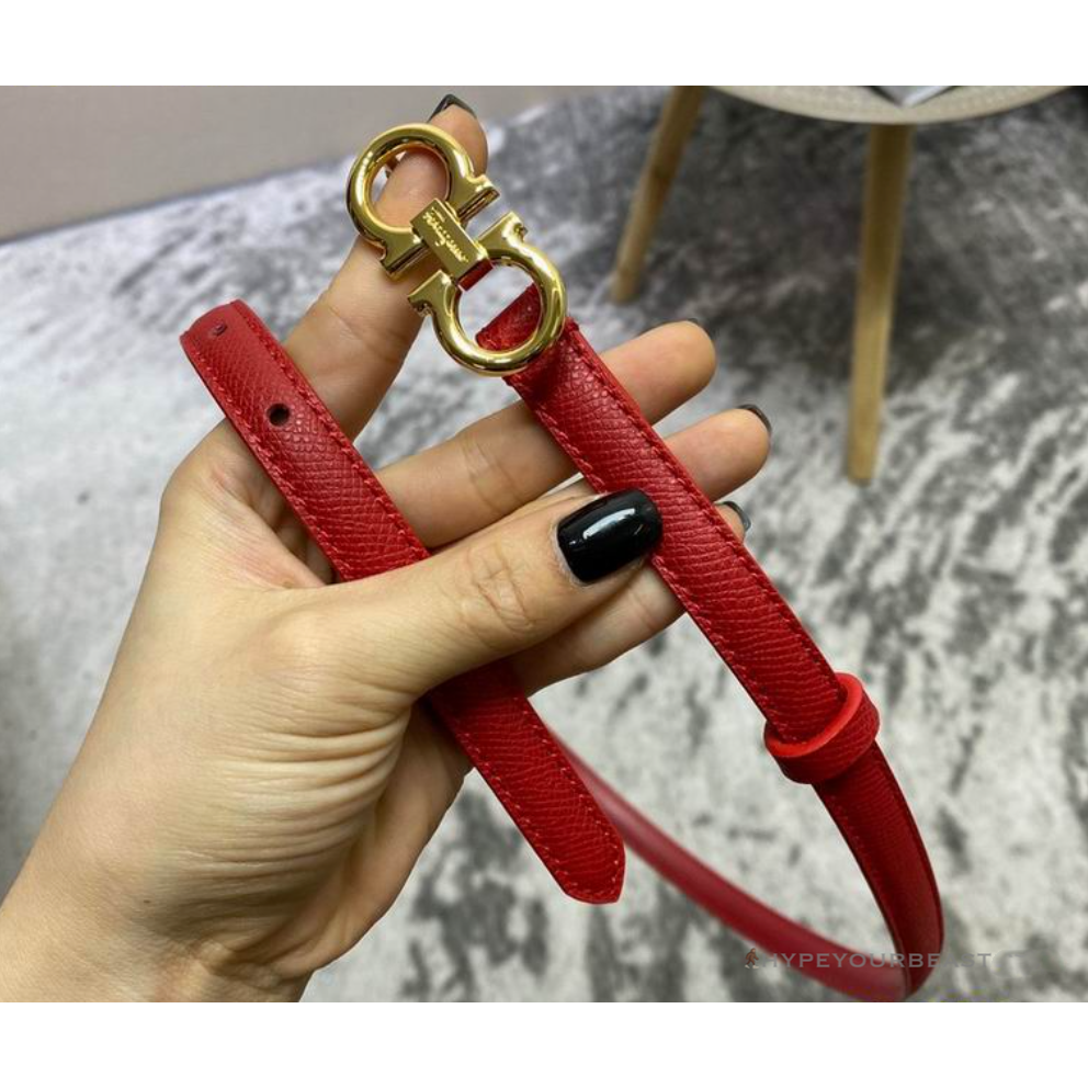 SFG Women's Double G Leather Light Red Belt