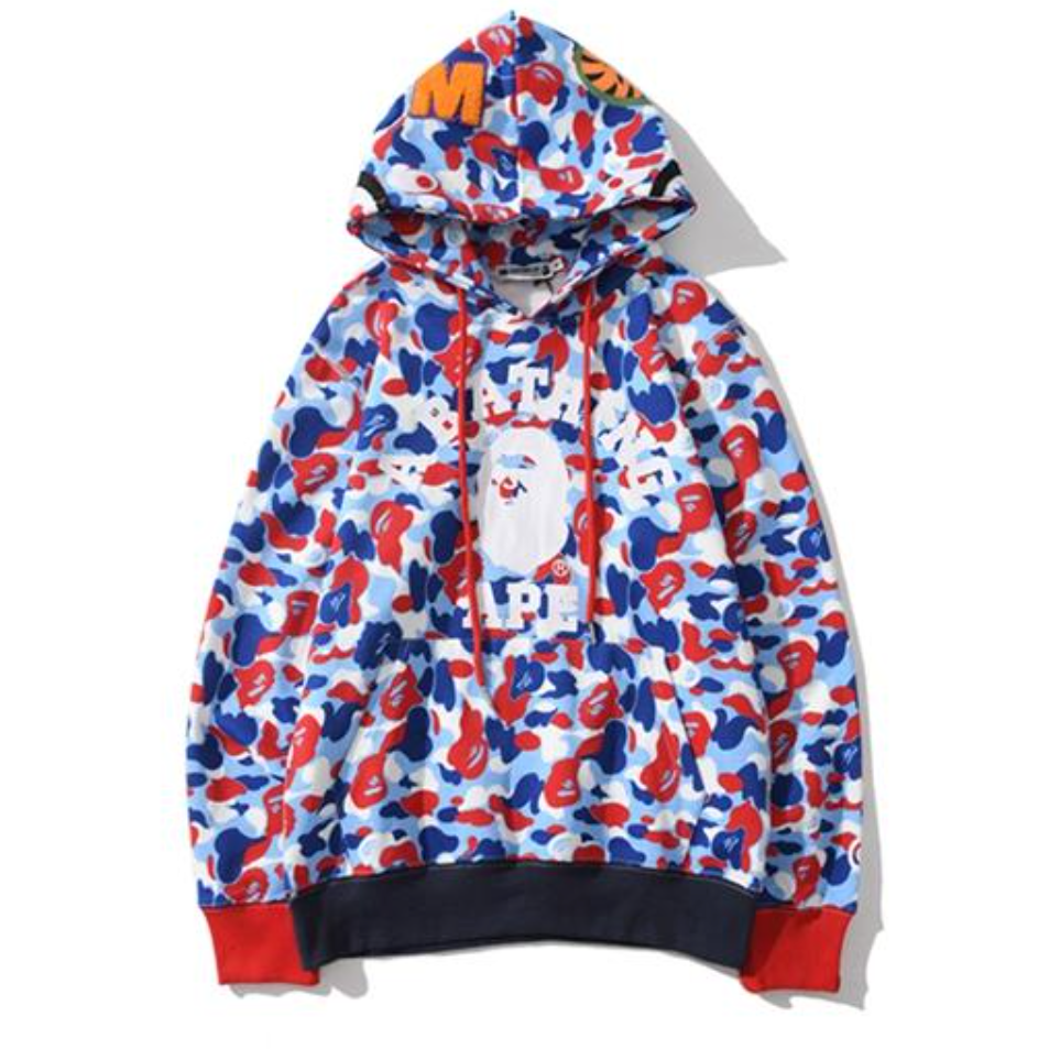 Bape Hoodie Camo Blue Red