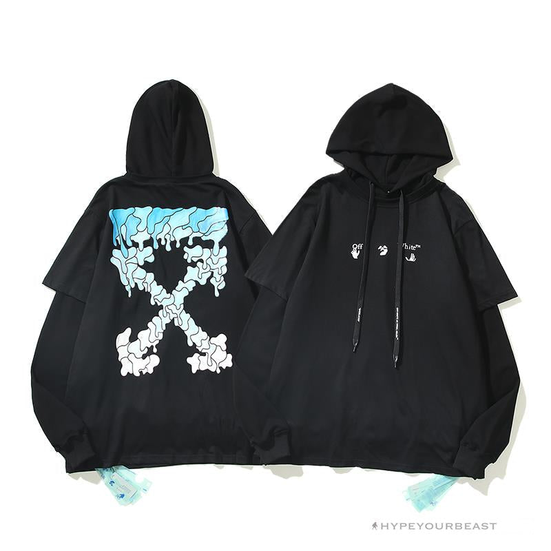Off White Hoodie Black Blue