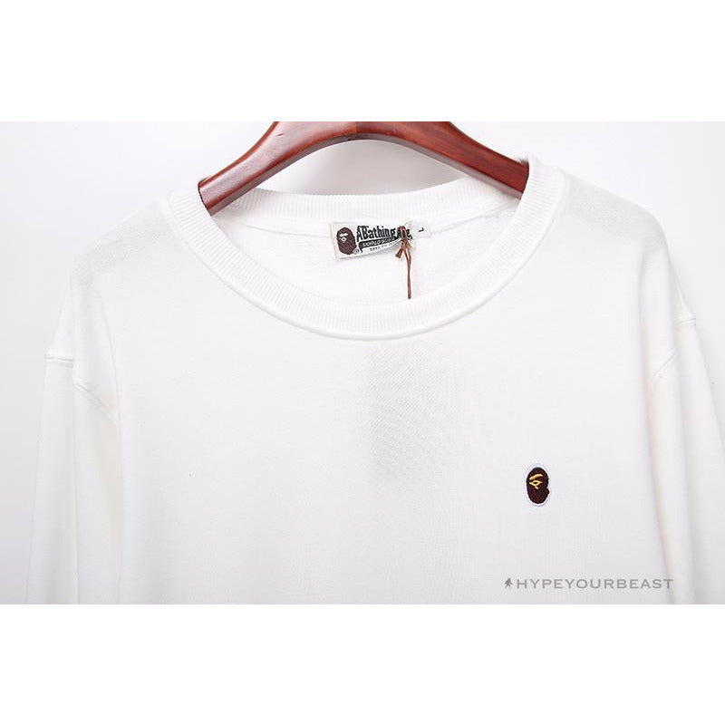 BAPE Classic Ape Head Embroidered Long Sleeve Shirt 'WHITE'