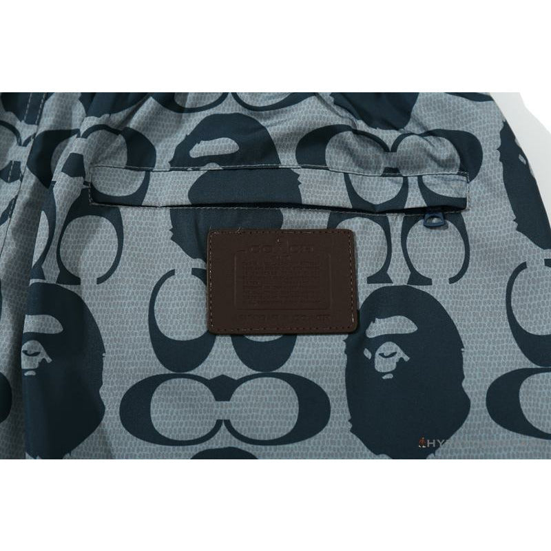 BAPE x COACH Co-Branded Grey-Blue Shorts