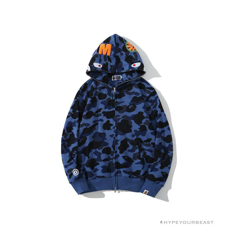 BAPE Camo Hoodie Shark Head 'NAVY BLUE'