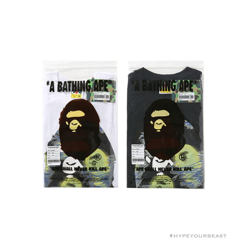 BAPE Green Ape Head Blue Storm Tee Shirt 'BLACK'