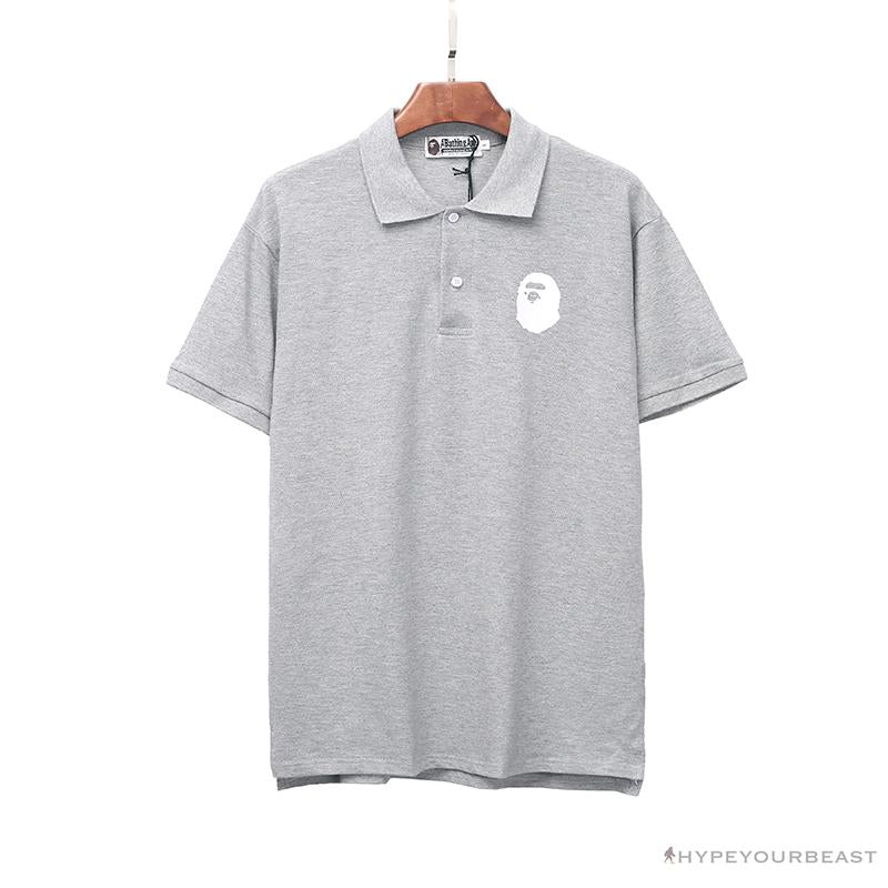 BAPE Classic Ape Head Print Versatile Polo Shirt 'GREY'