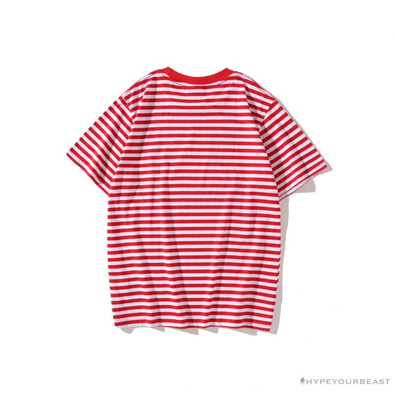 BAPE Baby Milo Rock Bass Player Striped Tee Shirt 'RED'