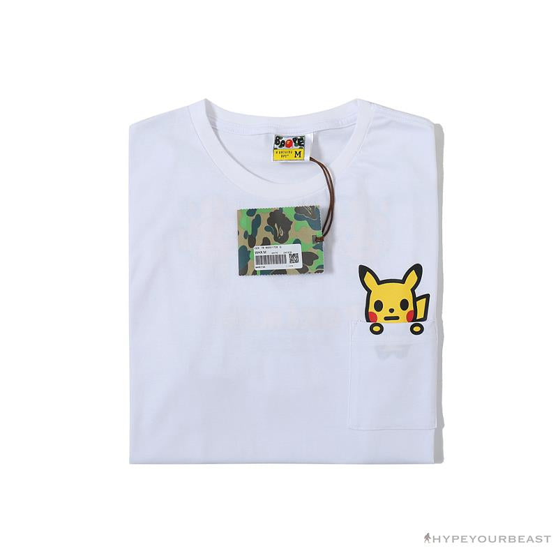 BAPE Baby Milo Pocket Pikachu Tee Shirt 'WHITE'