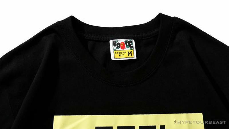 BAPE Ape Head Blue X Yellow Contrast Letter Tee Shirt