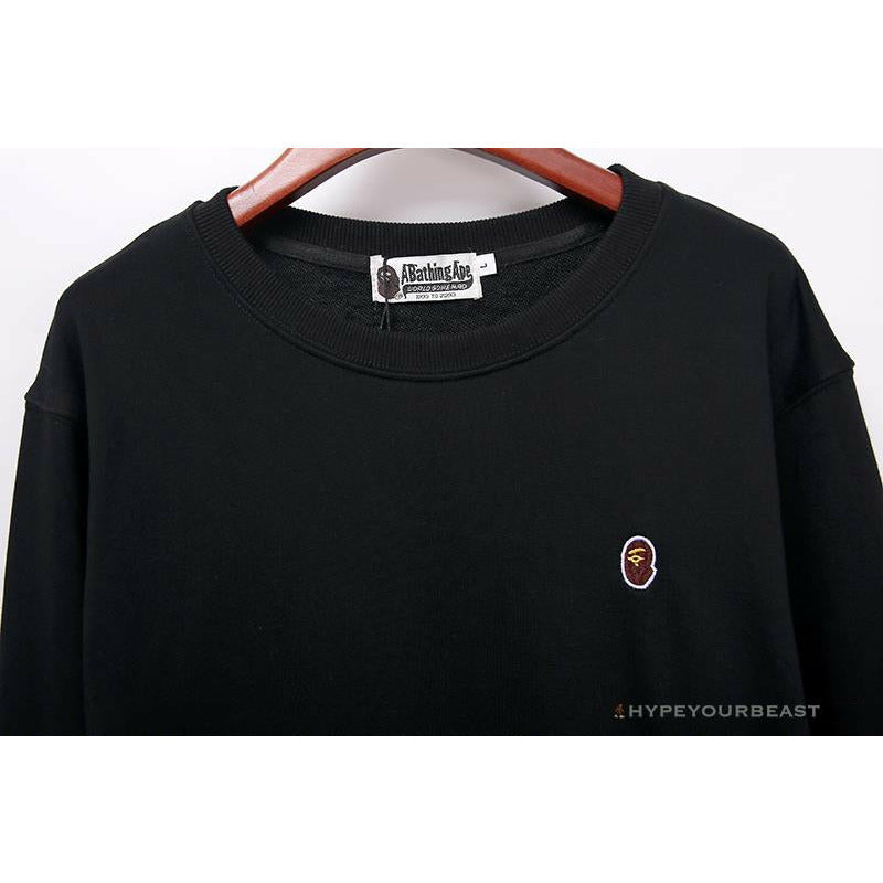BAPE Classic Ape Head Embroidered Long Sleeve Shirt 'BLACK'