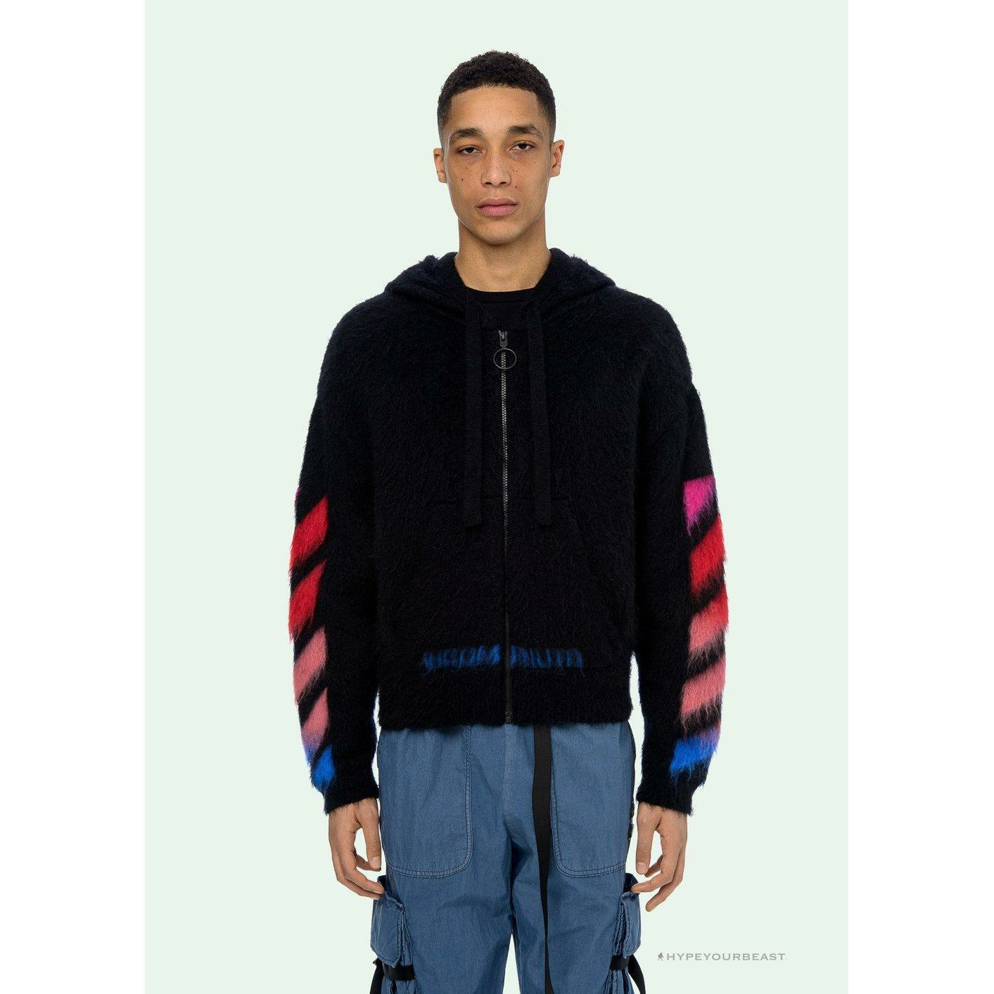 Off White Hoodie Blue Pink