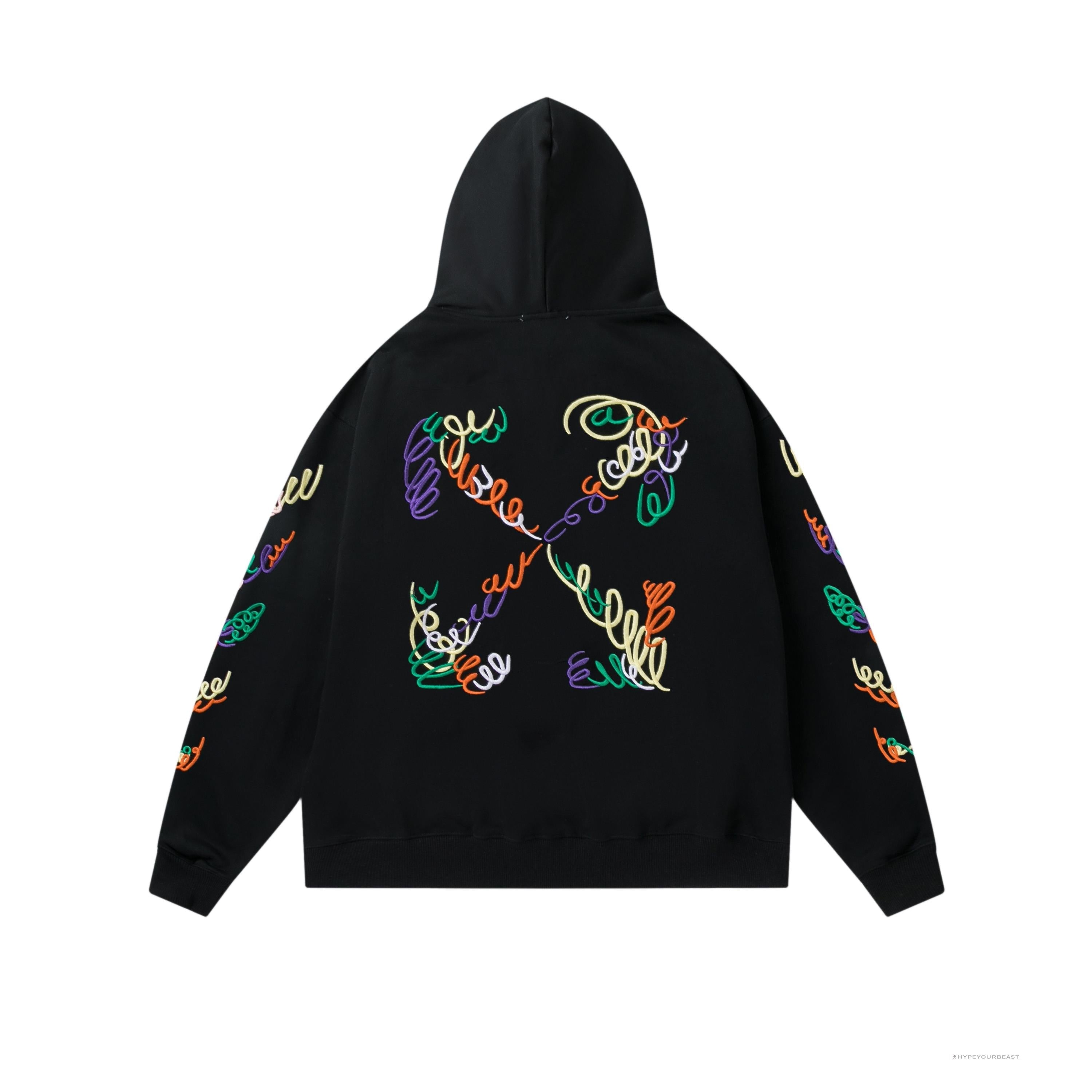 Off White Hoodie Embroidered Black