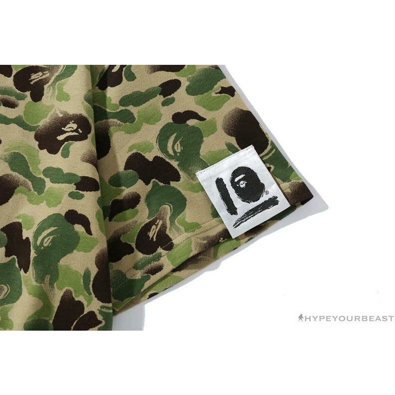 BAPE Chinese Style Ink 10th Anniversary Camouflage Tee Shirt 'Green & White'