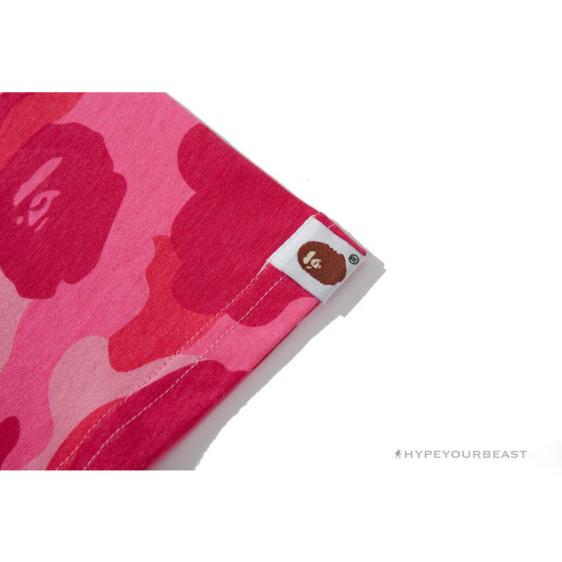 BAPE Pink Camouflage Shark Head Fake Zipper Tee Shirt