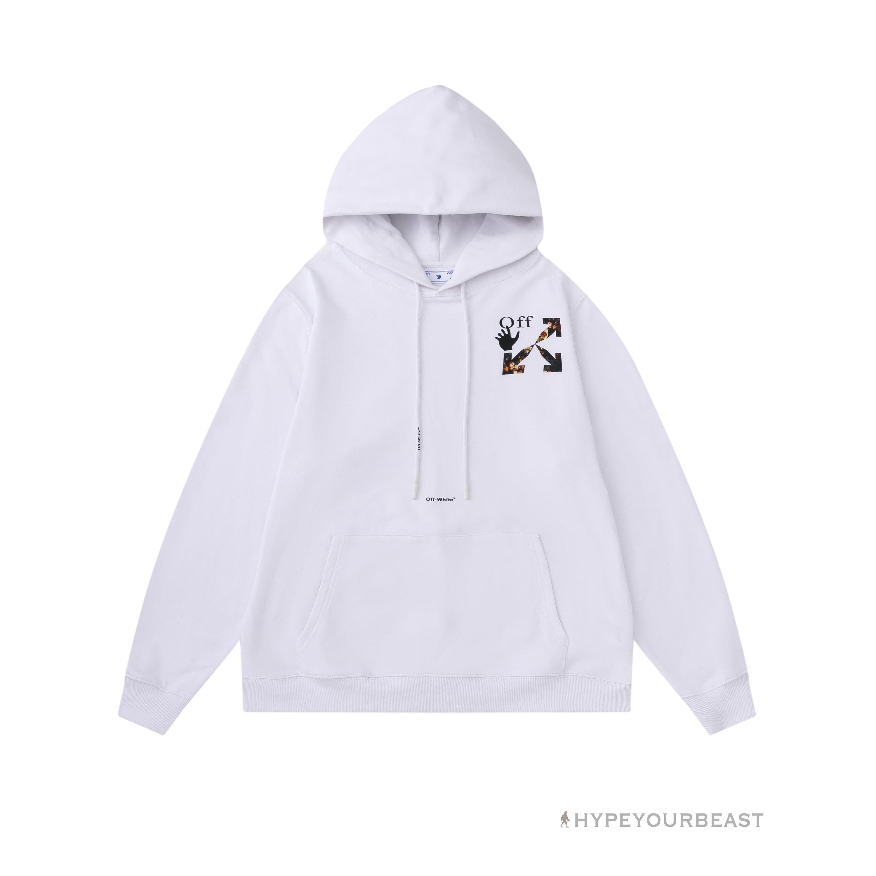 Off White Hoodie Jabba Flower - White