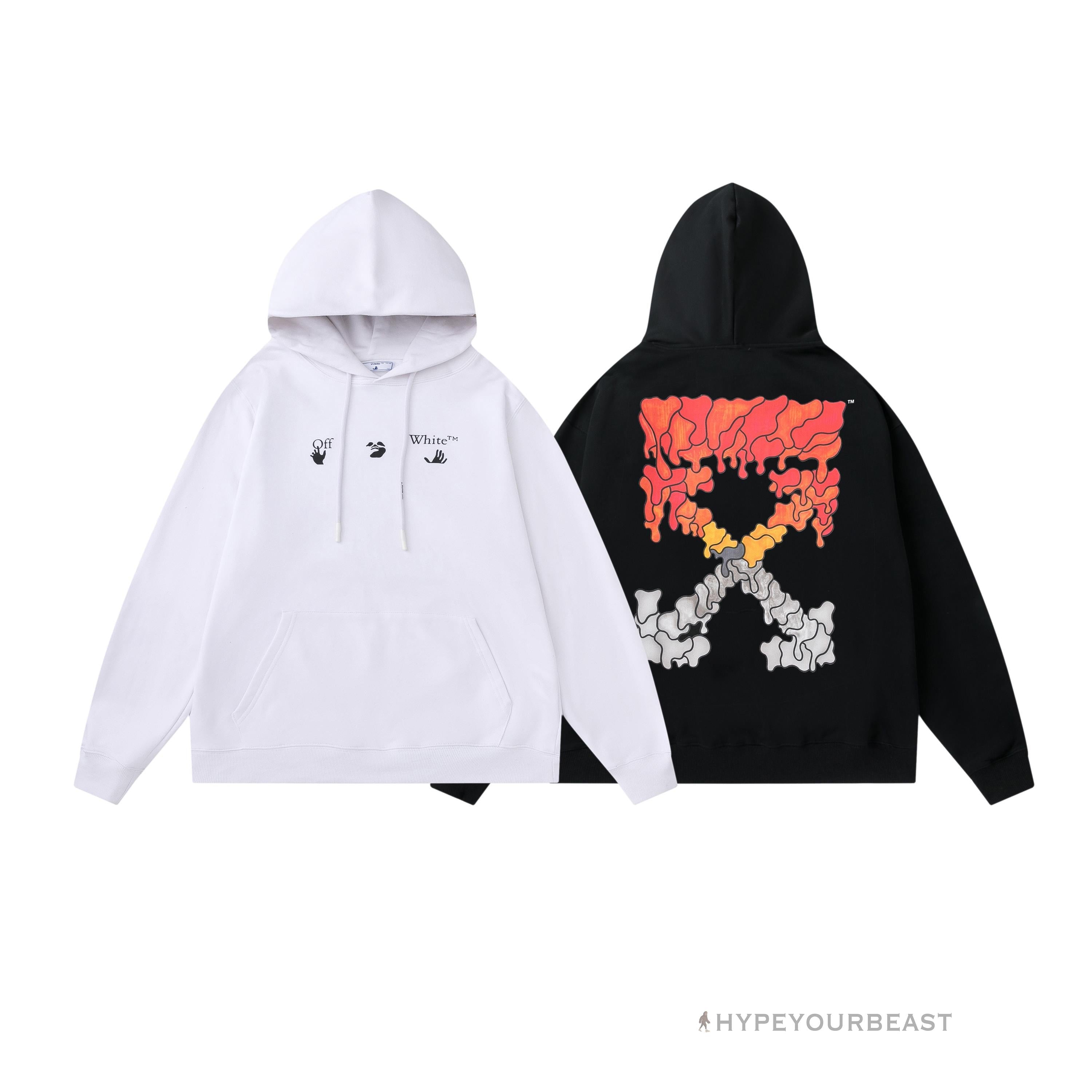 Off White Hoodie Red Orange - White