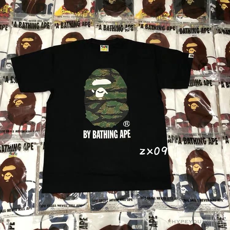 BAPE Tiger Pattern Camouflage Ape Initials Tee Shirt 'BLACK'