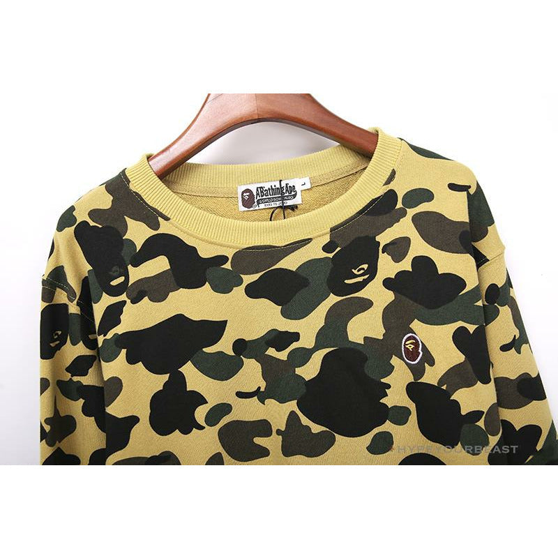 BAPE Classic Ape Head Embroidered Camouflage Long Sleeve Shirt 'YELLOW'