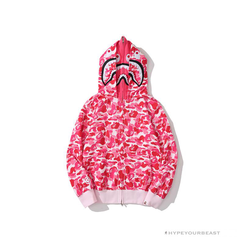 BAPE Camo Hoodie Shark Head PINK