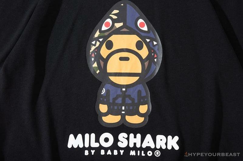 BAPE Baby Milo Blue Shark Hat Little Monkey Tee Shirt 'BLACK'