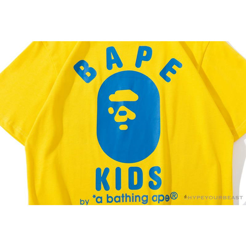 BAPE KIDS Small Net Pocket Ape Man Head Tee Shirt 'YELLOW'