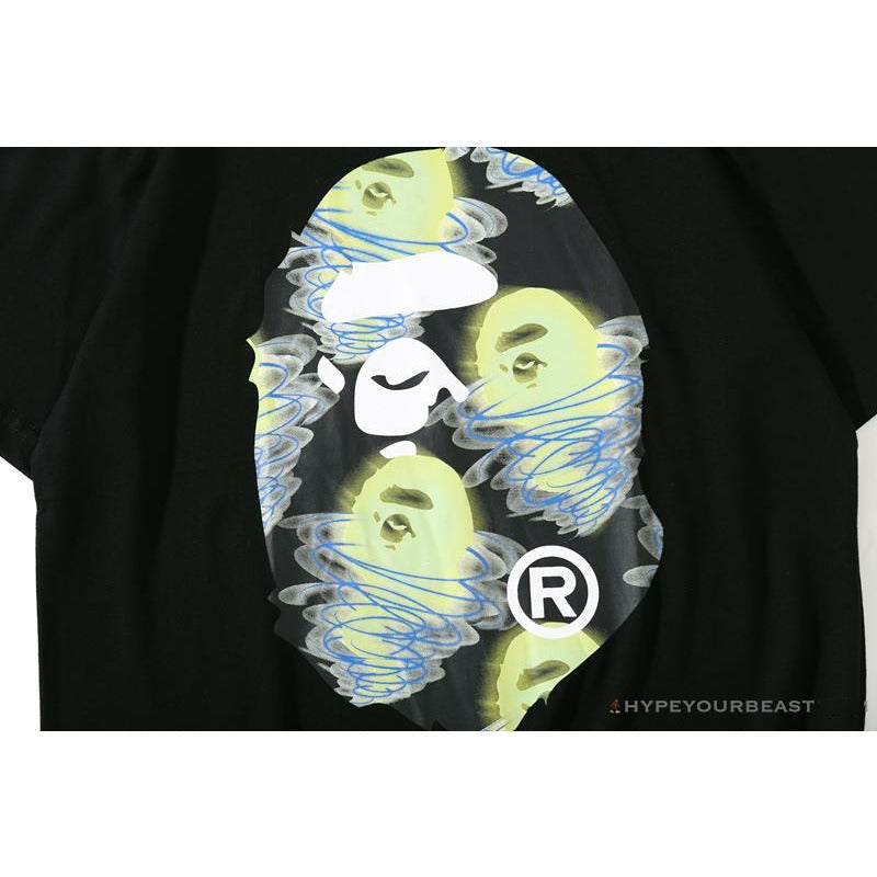 BAPE Green Ape Head Blue Storm Tee Shirt 'BLACK'