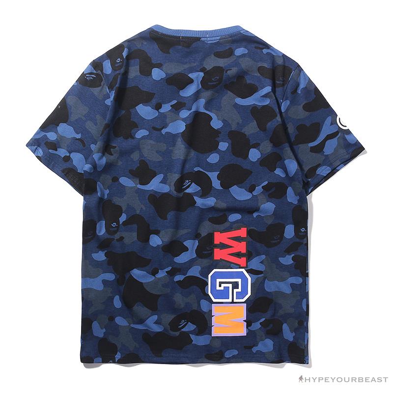 BAPE Camouflage Shark Head Classic Cotton Short Sleeve Tee Shirt 'BLUE'