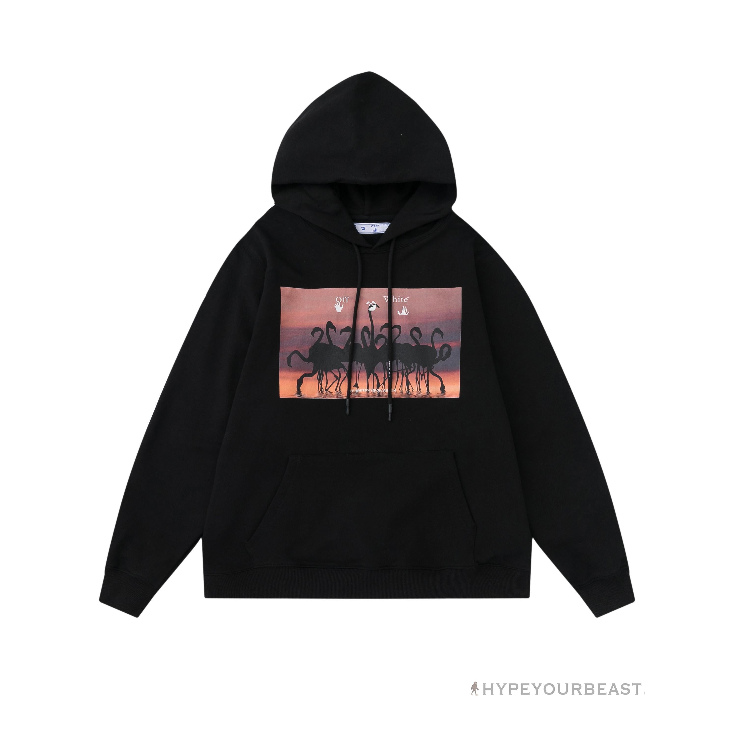Off White Hoodie Flamingo - Black