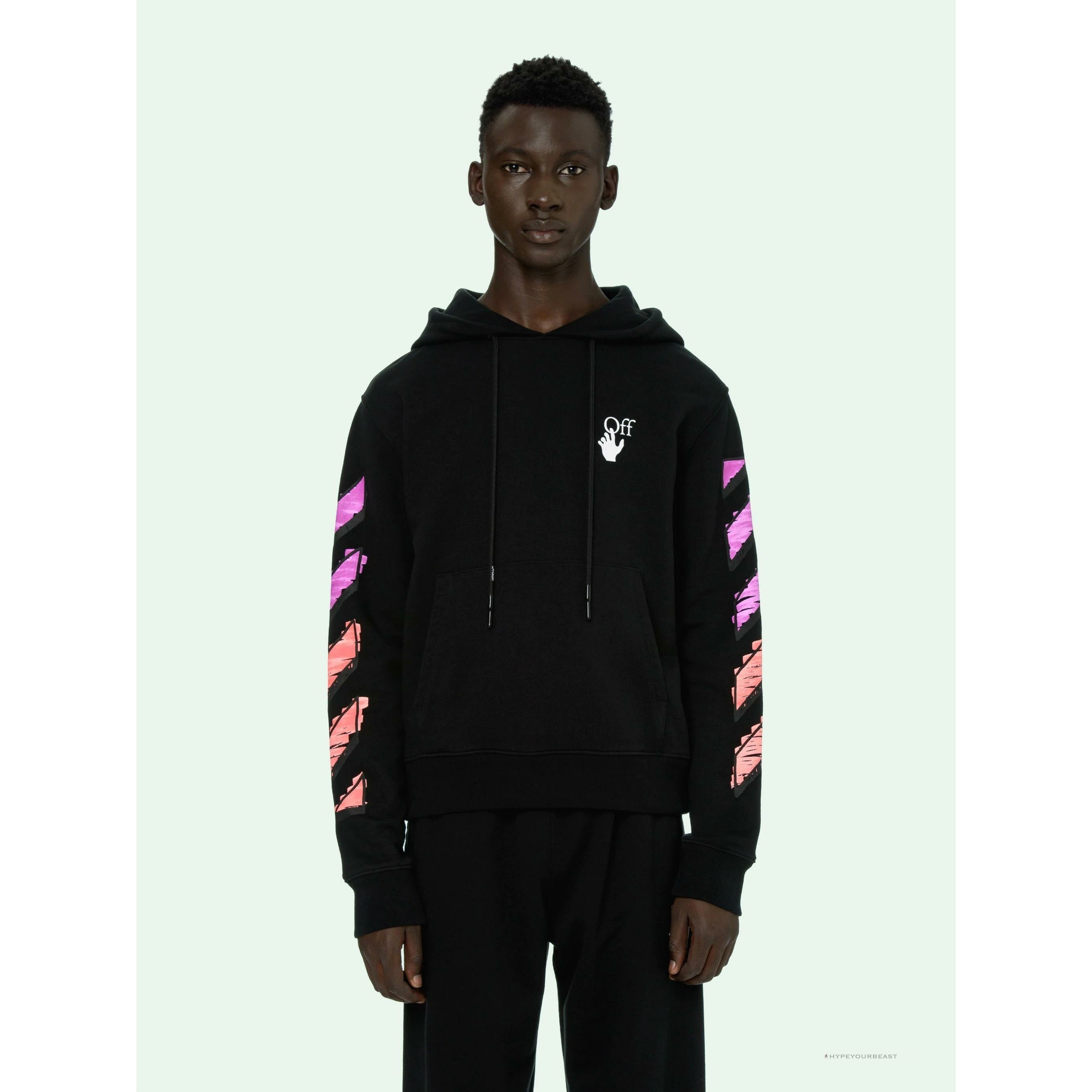 Off White Hoodie Black PINK