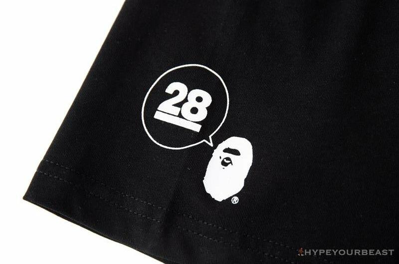 BAPE Ape Man Head 28th Anniversary Camouflage Color Block Tee Shirt 'BLACK'