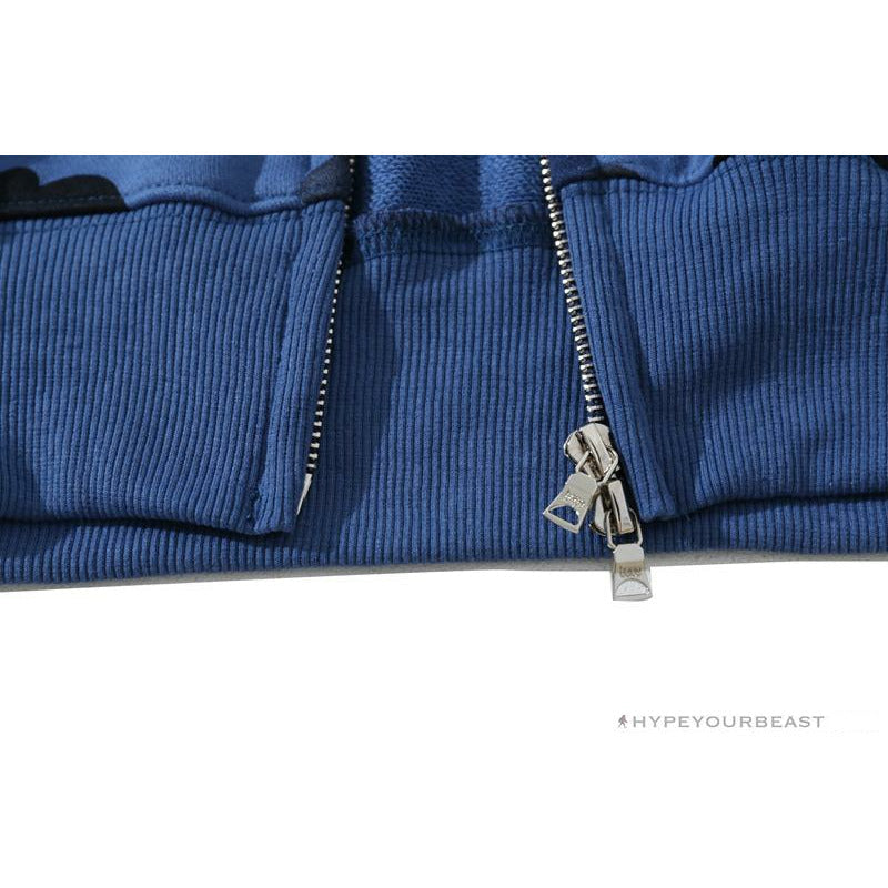 BAPE Camo Hoodie Shark Head 'NAVY BLUE'