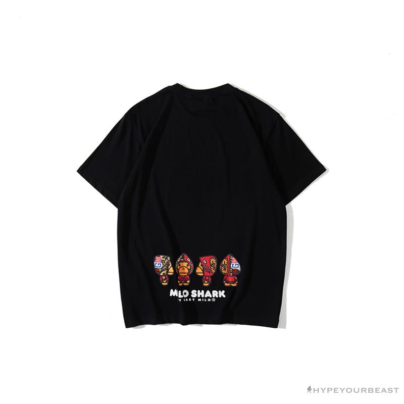 BAPE Baby Milo Red Shark Hat Little Monkey Tee Shirt 'BLACK'