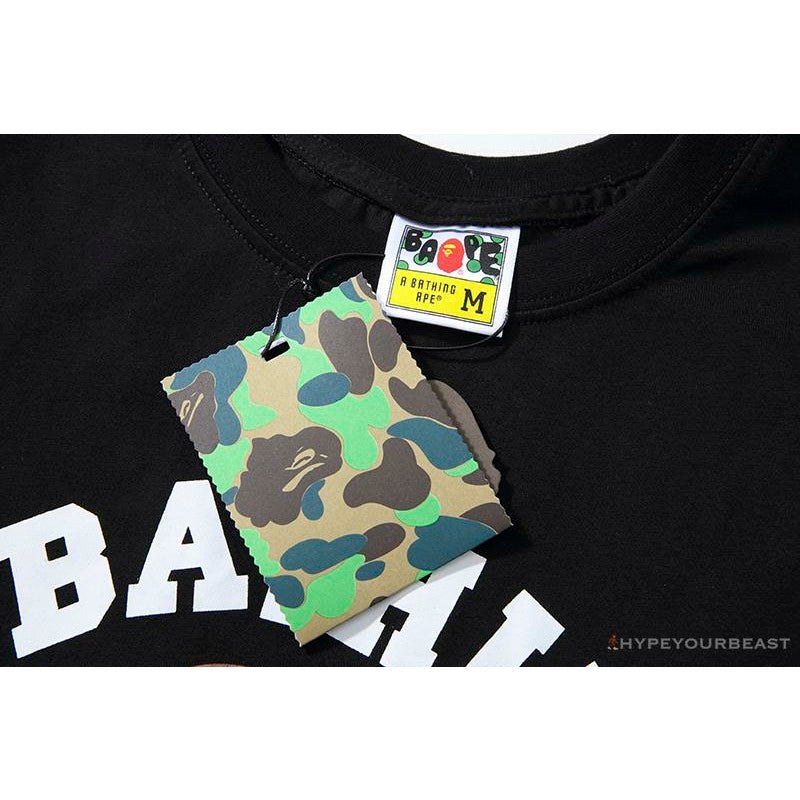 BAPE Classic Basic Ape Man Head English LOGO Tee Shirt 'BLACK'