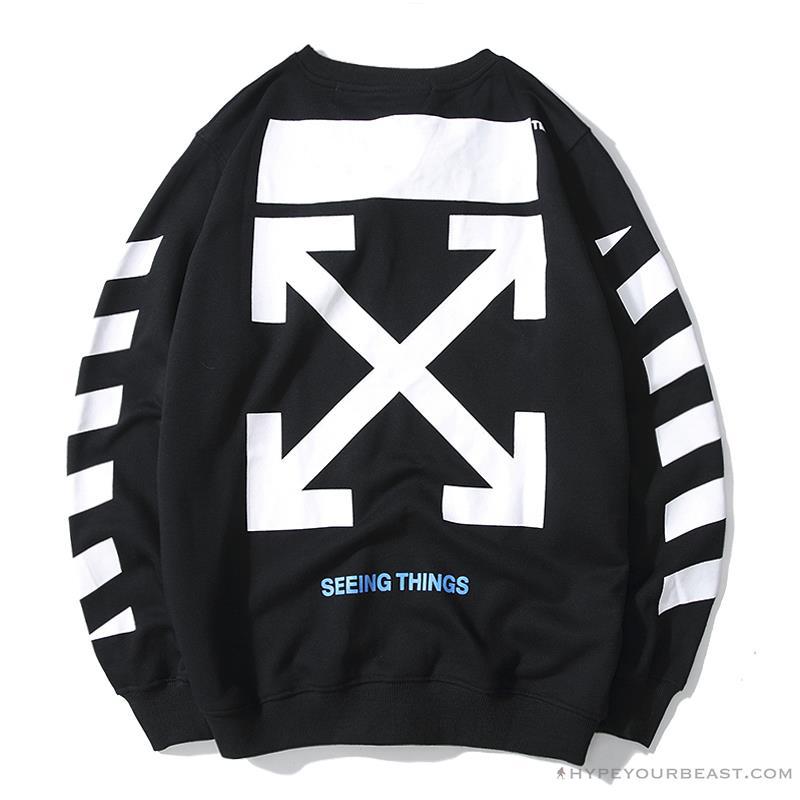 OFF-WHITE Classic Basic Cotton Terry Round Long Sleeve Shirt 'BLACK'
