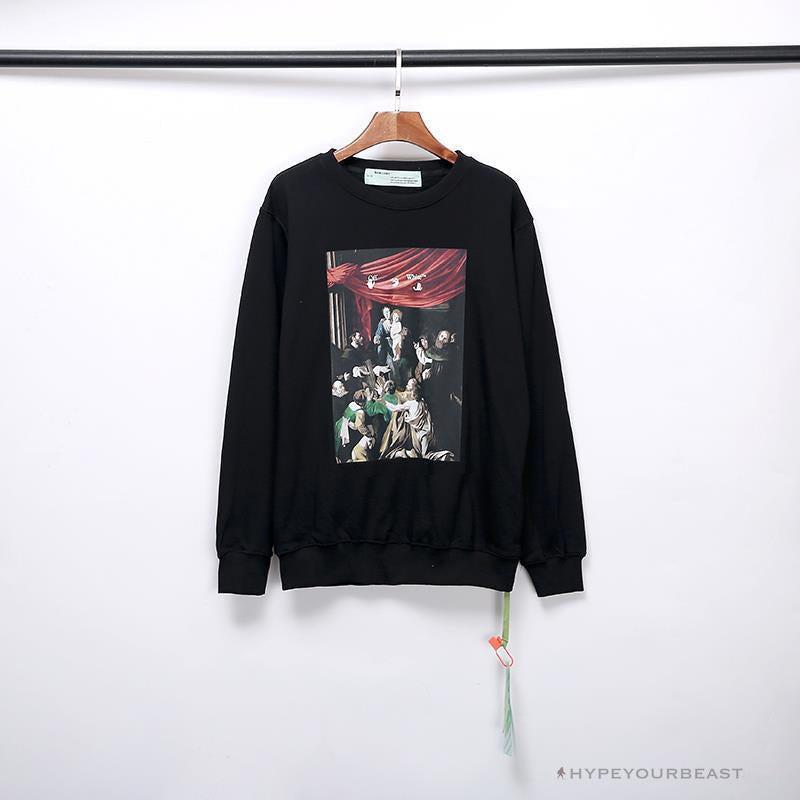 OFF-WHITE New Madonna Painting Cotton Terry Long Sleeve Shirt 'BLACK'