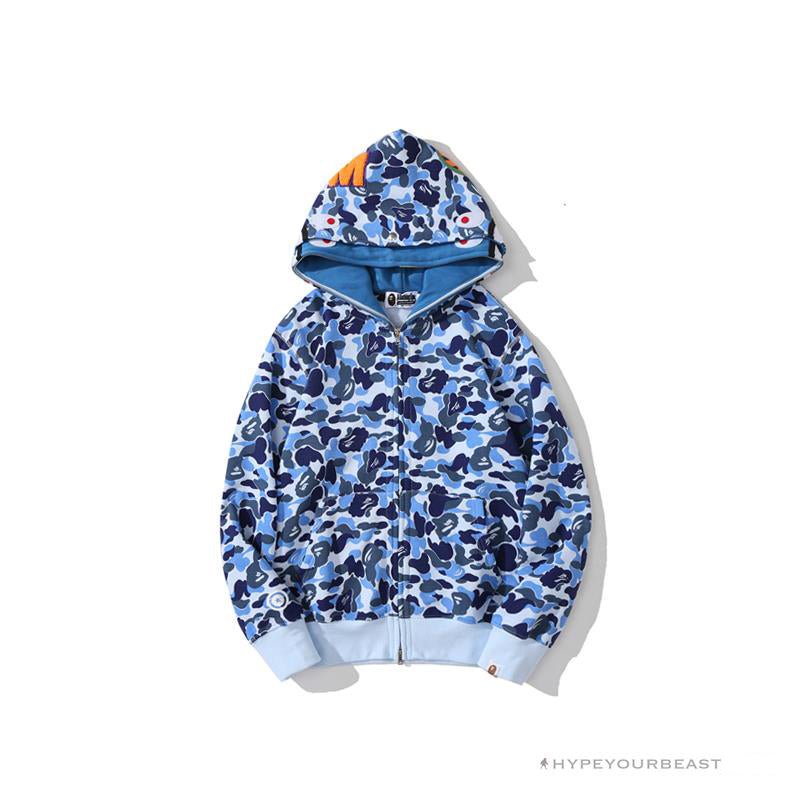 Bape Camo Hoodie Shark Head BLUE