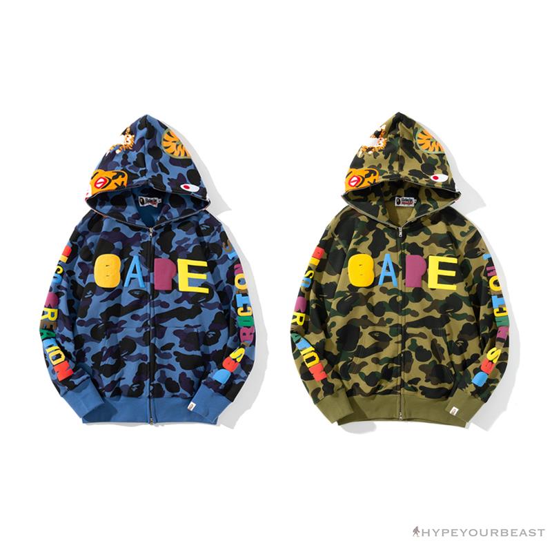 BAPE x Readymade Tiger Head Foam Camouflage Hoodie 'BLUE'