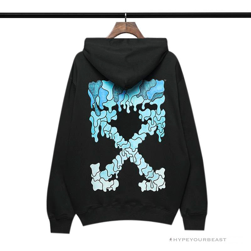 Off White Hoodie Black BLUE