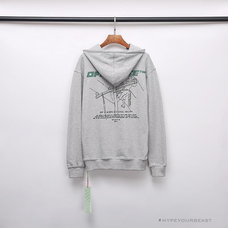 OFF-WHITE Hand-Painted Utility Pole Worker Hoodie 'GREY'
