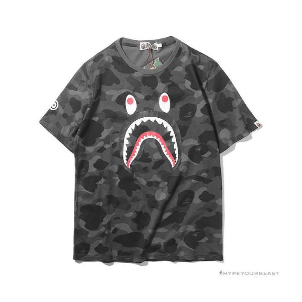 BAPE Camouflage Shark Head Classic Cotton Short Sleeve Tee Shirt 'BLACK'
